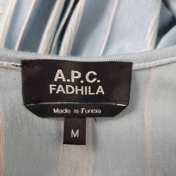 A.P.C. Fadhila Striped Shirt Dress Sz M Light Blue White Minimalist Capsule - Picture 3 of 6
